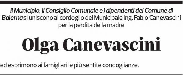Annuncio funebre Olga Canevascini