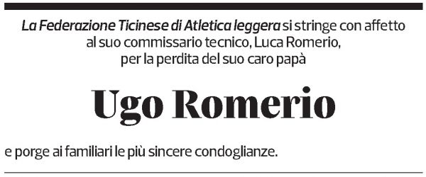 Annuncio funebre Ugo Romerio