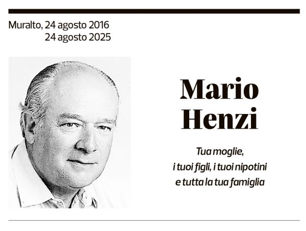 Annuncio funebre Mario Henzi
