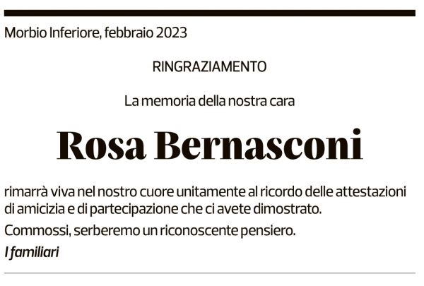 Annuncio funebre Rosa Bernasconi