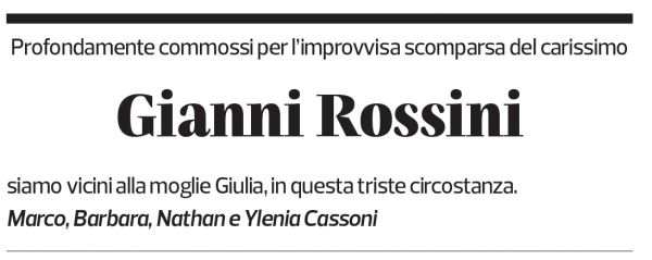 Annuncio funebre Gianni Rossini