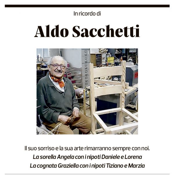 Annuncio funebre Aldo Sacchetti