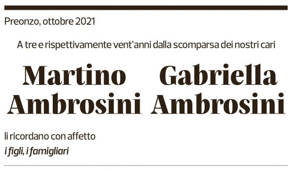 Annuncio funebre Martino-gabriella Ambrosini