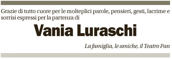 Annuncio funebre Vania Luraschi