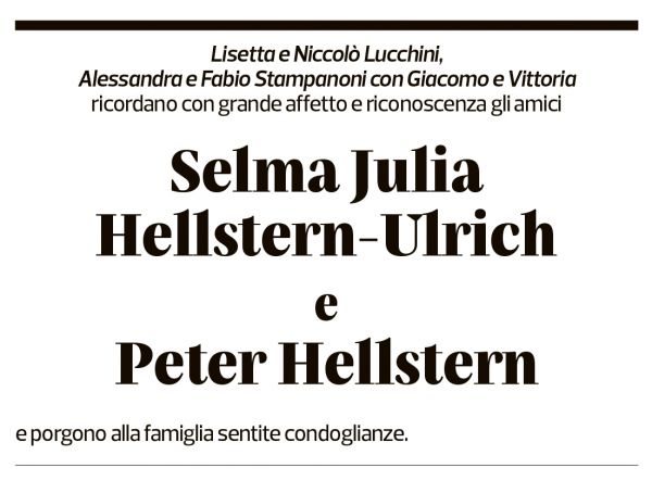 Annuncio funebre Peter Hellstern