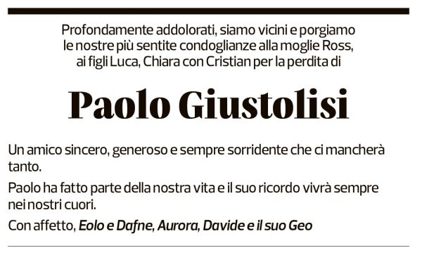 Annuncio funebre Paolo Giustolisi