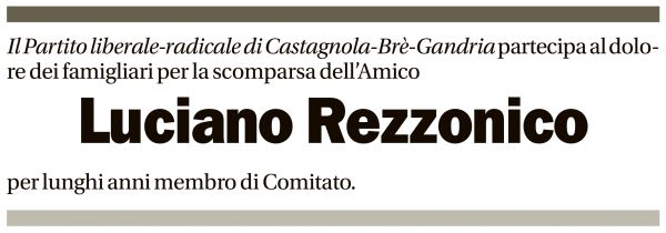 Annuncio funebre Luciano Rezzonico