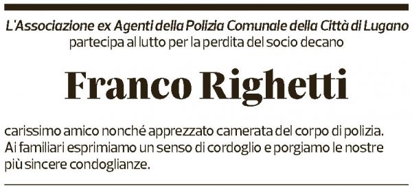Annuncio funebre Franco Righetti