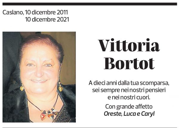 Annuncio funebre Vittoria Bortot