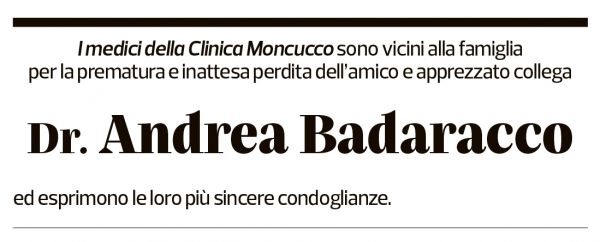 Annuncio funebre Andrea Badaracco