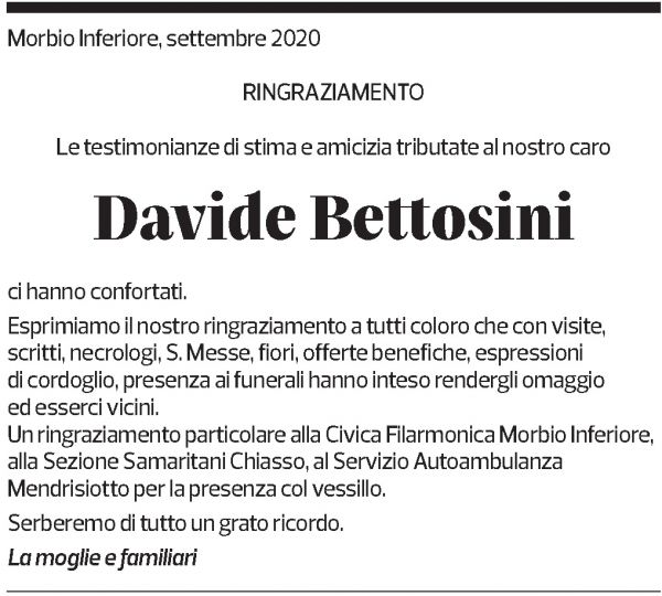 Annuncio funebre Davide Bettosini