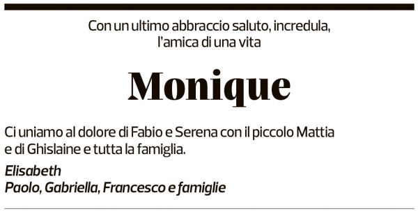 Annuncio funebre Monique Galfetti