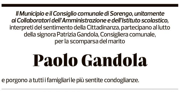 Annuncio funebre Paolo Gandola