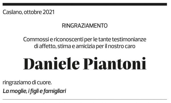 Annuncio funebre Daniele Piantoni