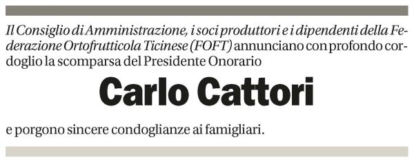 Annuncio funebre Carlo Cattori