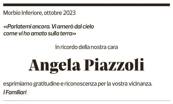 Annuncio funebre Angela Piazzoli