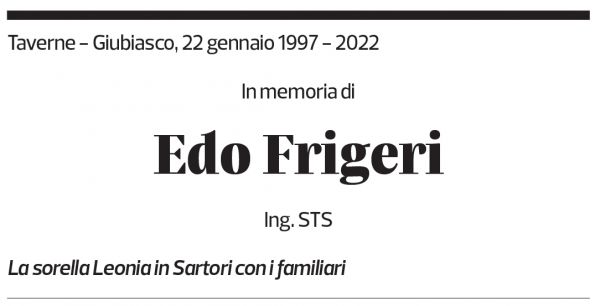 Annuncio funebre Edo Frigeri