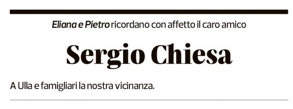 Annuncio funebre Sergio Chiesa