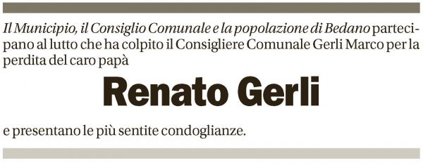 Annuncio funebre Renato Gerli