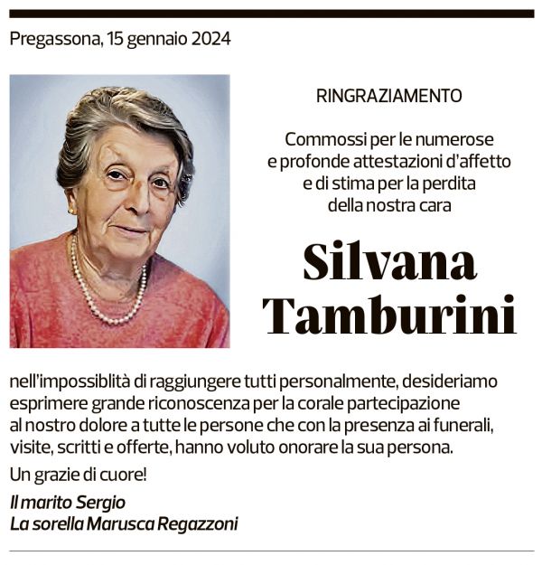 Annuncio funebre Silvana Tamburini