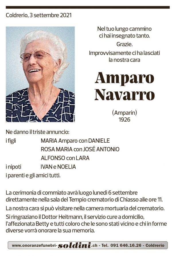 Annuncio funebre Amparo Navarro