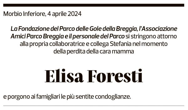 Annuncio funebre Elisa Foresti