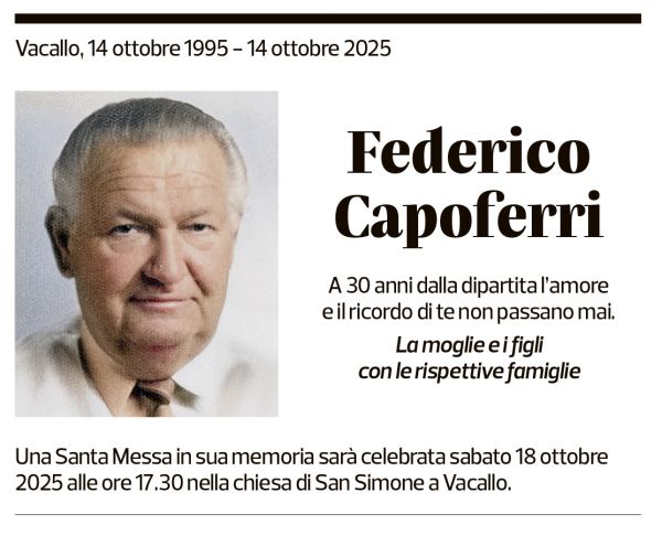 Annuncio funebre Federico Capoferri