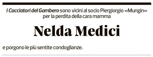 Annuncio funebre Nelda Medici