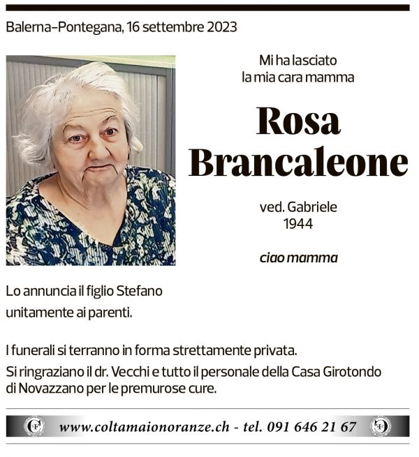 Annuncio funebre Rosa Brancaleone