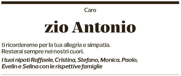 Annuncio funebre Antonio Corti