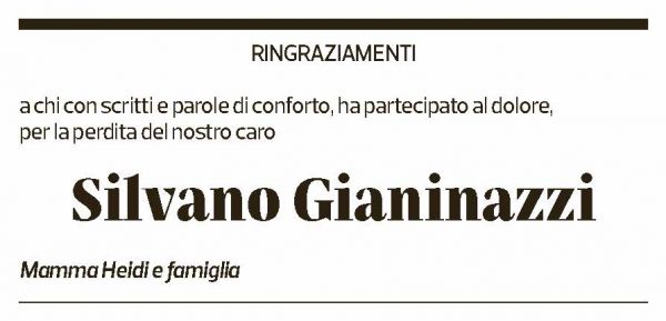 Annuncio funebre Silvano Gianinazzi