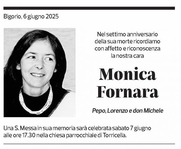 Annuncio funebre Monica Fornara