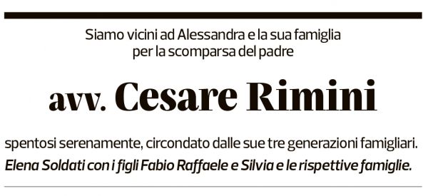 Annuncio funebre Cesare Rimini