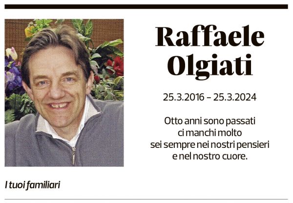 Annuncio funebre Raffaele Olgiati