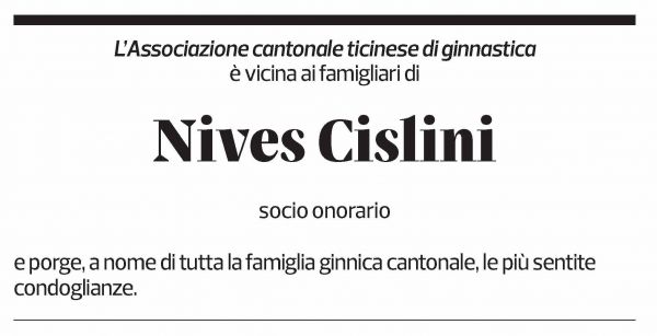 Annuncio funebre Nives Cislini