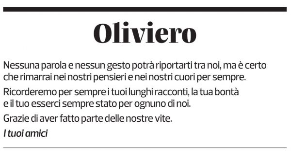 Annuncio funebre Oliviero Villa