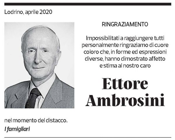 Annuncio funebre Ettore Ambrosini