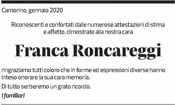 Annuncio funebre Franca Roncareggi