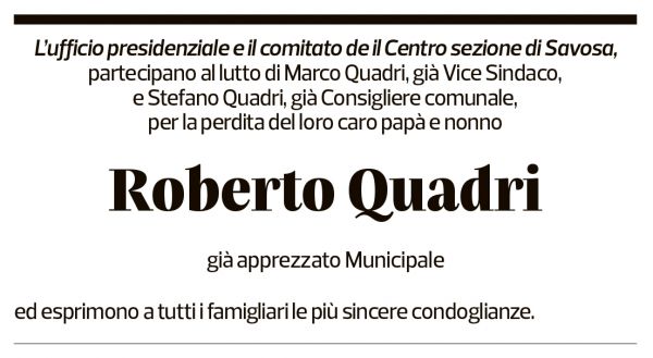 Annuncio funebre Roberto Quadri