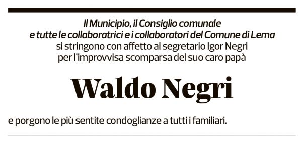 Annuncio funebre Waldo Negri