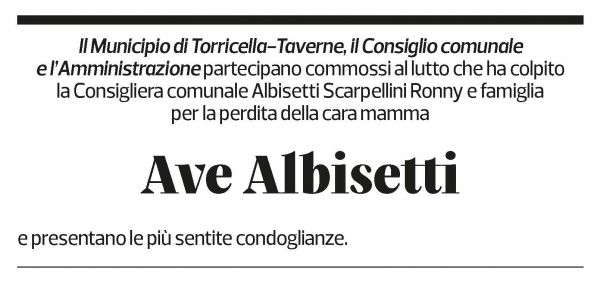 Annuncio funebre Ave Albisetti
