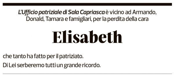 Annuncio funebre Elisabeth Storni