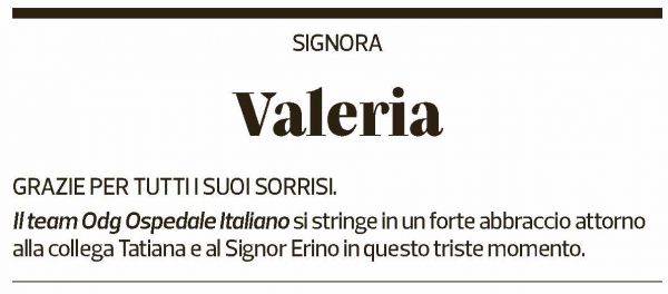 Annuncio funebre Valeria Scoglio