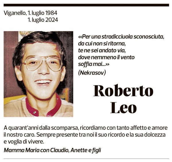 Annuncio funebre Roberto Leo