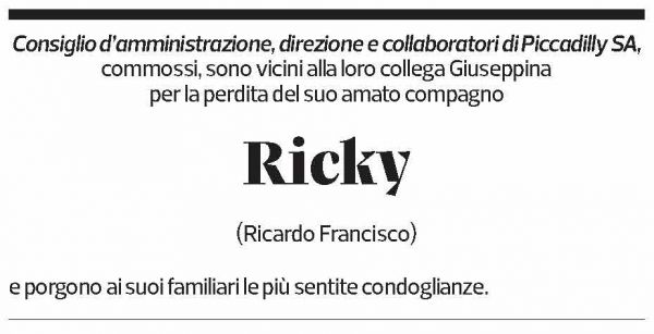 Annuncio funebre Ricky 