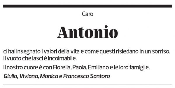 Annuncio funebre Antonio Arduini
