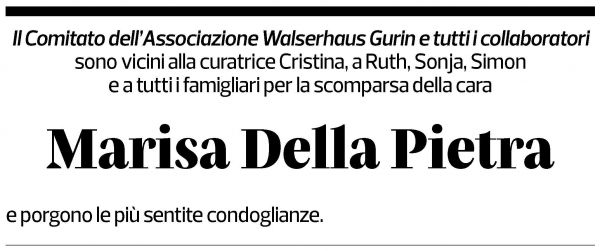 Annuncio funebre Marisa Della Pietra