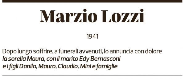 Annuncio funebre Marzio Lozzi