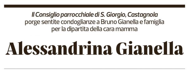 Annuncio funebre Alessandrina Gianella