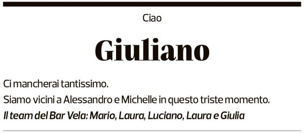 Annuncio funebre Giuliano Moro